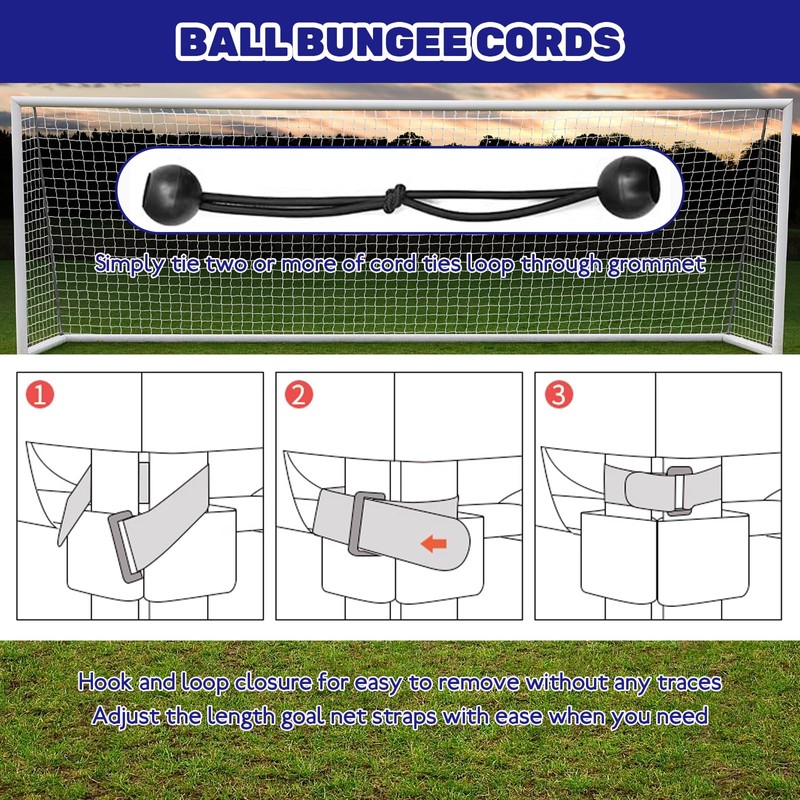 Waltool 60Pcs Goals Net Attachment Straps and 5.9 Inch Soccer
