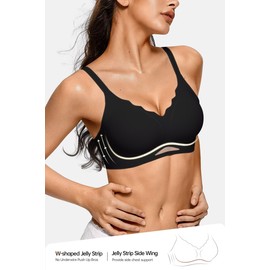 Vertvie Bras for Women Wireless Comfortable Push Up Bra Scalloped Seamless Full Coverage No Underwire Supportive T Shirt Bras(Black,X-Large)