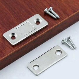8PCS Strong Magnetic Door Catch, Ultra Thin Stainless Steel Latch for Cabinet, Cupboard, Glass, Drawer, Kitchen, and Closet Doors