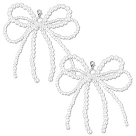 Mikovivi Pack of 2 Shoe Pendant Beads for Trainers, Bow Shoelaces Pendant Beads Sneaker Pendant Laces Decoration Chain Buckle Jewellery for Women DIY Shoe Accessories, Faux Pearl, No Gemstone