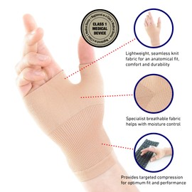 Neo-G Neo-G Wrist and Thumb Support for Arthritis, Joint Pain, Tendonitis, Sprain, Hand Instability - Wrist Support for Sports, Daily Wear C Wrist Brace Compression Hand Support - M - Beige