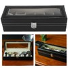 Fdit 6 Slots Leather Watch Box PU Leather Box Case