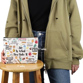 Pyoul Makeup Bag for Baking Lovers Gift Baking Theme Bakers Cosmetic Bag Baking Enthusiasts, beige