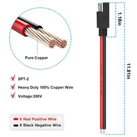 Mandark 2PCS Car SAE Extension Cable, 14AWG Quick Disconnect Automotive SAE to SAE Wire Harness Plug with Connector, Vehicle Extension Cable, Universal for Trolling, Solar Panel, Motor