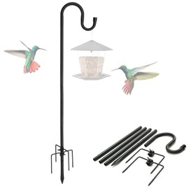 Feblomst Shepherds Hooks, 62" Bird Feeder Pole for Outdoor, 4/5” Thick Hummingbird Feeders Stand Heavy Duty, Hanging Plant Hanger Stake with 5-Prong Base, Metal Shepard Stick
