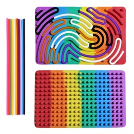 TLHWIN Sensorisches Aktivitätsboard,Silikon Fidget Spielzeug zur Stresslinderung,Beruhigung,Fokussierung,für ADHS und Autismus,6 Farben Sensorisches Spielzeug Gamecontroller für Kinder (Regenbogen)