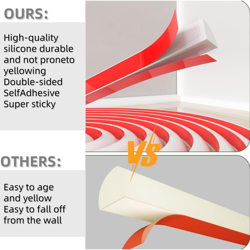 Flexible Quarter Round Molding, Peel and Stick Rubber Trim Molding,Wall
