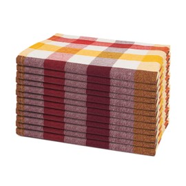 Thanksgiving Cloth Dinner Napkins - 12 Pack, 20"x20", 100% Cotton Fall Decor Dinner Napkins - Mitered Corners, Reusable Harvest Season Theme Napkins for Thanksgiving Dinner - Checkered Plaid (12 Pack)