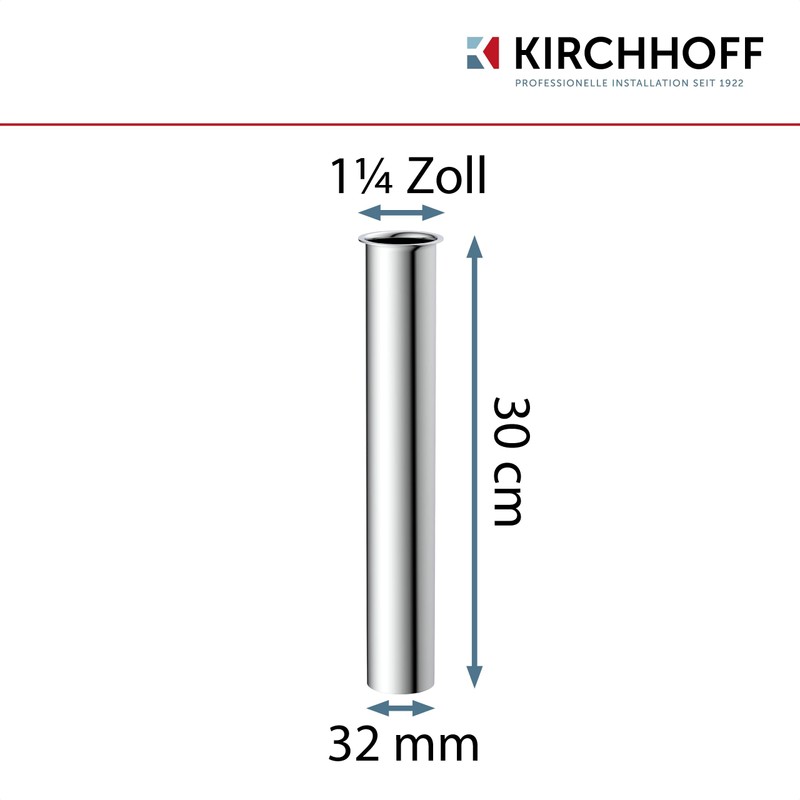 KIRCHHOFF 98848318 Immersion Pipe for Siphon 30 cm Chrome, Pipe