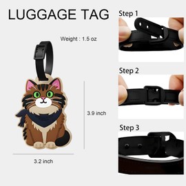 Etiquetas de equipaje para maletas, lindas etiquetas de identificación de viaje de silicona para equipaje mochila y equipaje, bolsa de animales de dibujos animados duradera para adultos y adolescentes