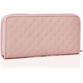 Aldi CAP104-11 Women's Long Wallet, Round Zipper, Quilting, Pink, Pink