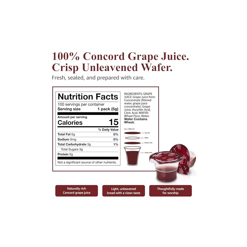 Prefilled Communion Cup and Wafer Set - Box of 100