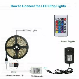 Valuebuy Battery 10M RGB Waterproof 300 LED Strip Light SMD 44 Key Remote 12V DC Power Kit 5050