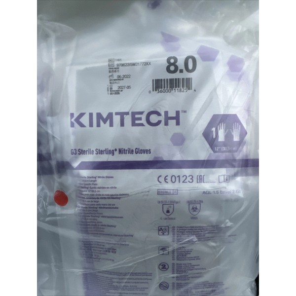Kimberly-Clark Kimberly Clark Kimtech 11825 G3 Sterile Sterling Nitrile Gloves