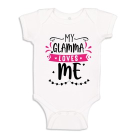 My Glamma Loves Me Baby Bodysuit One Piece 6 mo White with Pink