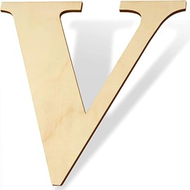 YRONTY 12 Inch Wooden Letters V, 1/5 Inch Thick Blank Unfinished Wood Letter Wooden Sign Board for Painting, Craft and Home Wall Decoration