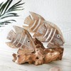BLACK FOREST DECOR Driftwood White Striped Fish Sculpture, 10" W