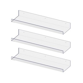 RLAVBL 3 Pack Acrylic Shelves, 15" Floating Wall Shelves for Bedroom, Living Room, Bathroom, Kitchen Storage | RLAVBL