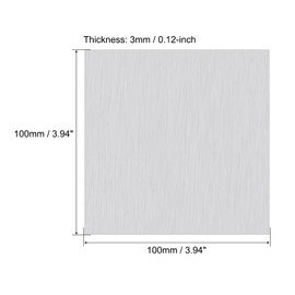 uxcell 1060 Aluminum Sheet, 100mm x 100mm Rectangle Aluminum Plate 3mm Thick Flat Metal Stock with Protective Film