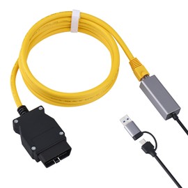 Giochem USB to OBD2 2 in 1 Phone to OBD2,ENET Rj45 Cable ethernet Connector Tools to OBD Interface Cable Coding F-Series 10/100Mbps High Speed,Plug and Play