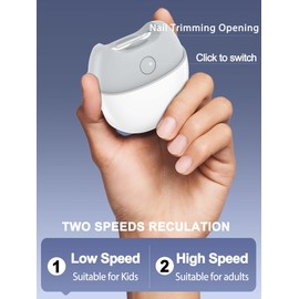 SCAIKTIG Electric Automatic Nail Clipper with Light, 2 Speeds, Magnetic Cover, Nail Scraps Storage, USB Rechargeable, Safety Electric Fingernail Trimmer for Kids, Adult, Seniors, Men, Caregivers,White