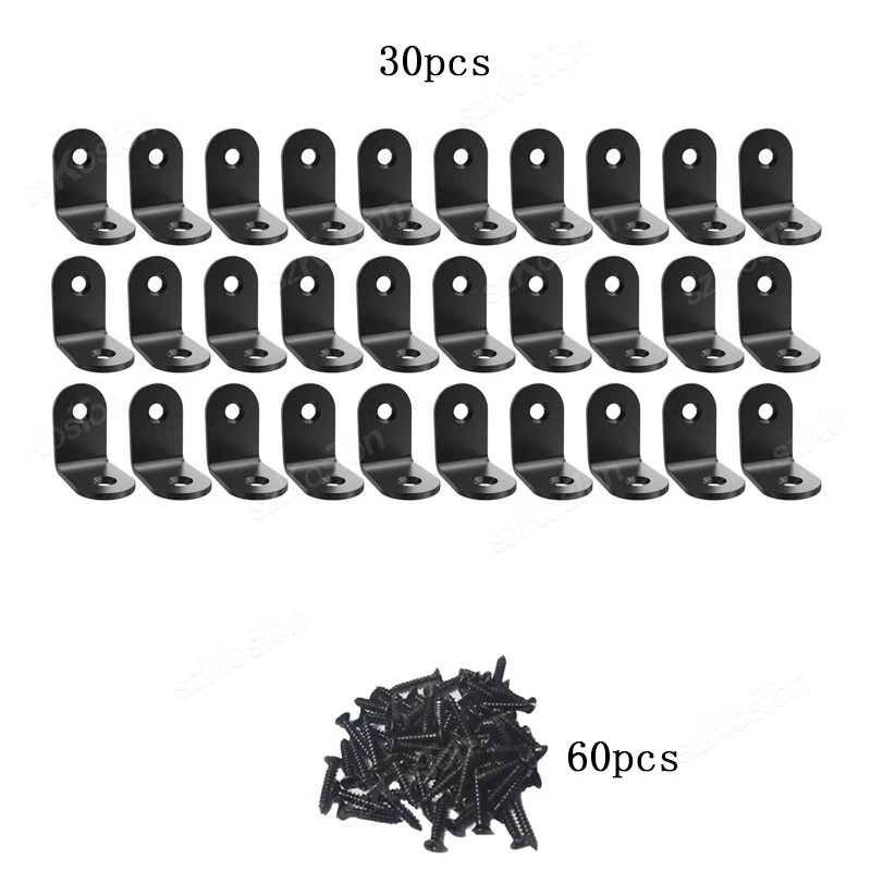L-Shaped Corner Brackets for Wood Furniture – Black Stainless Steel