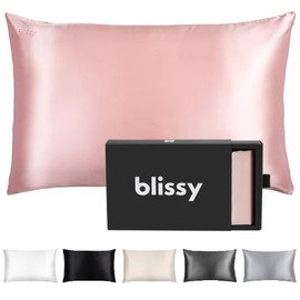 Blissy Silk Pillowcase - 100% Pure Mulberry Silk - 22 Momme 6A High-Grade Fibers - Silk Pillow Cover for Hair & Skin - Regular, Queen & King with Hidden Zipper (Queen, Pink)