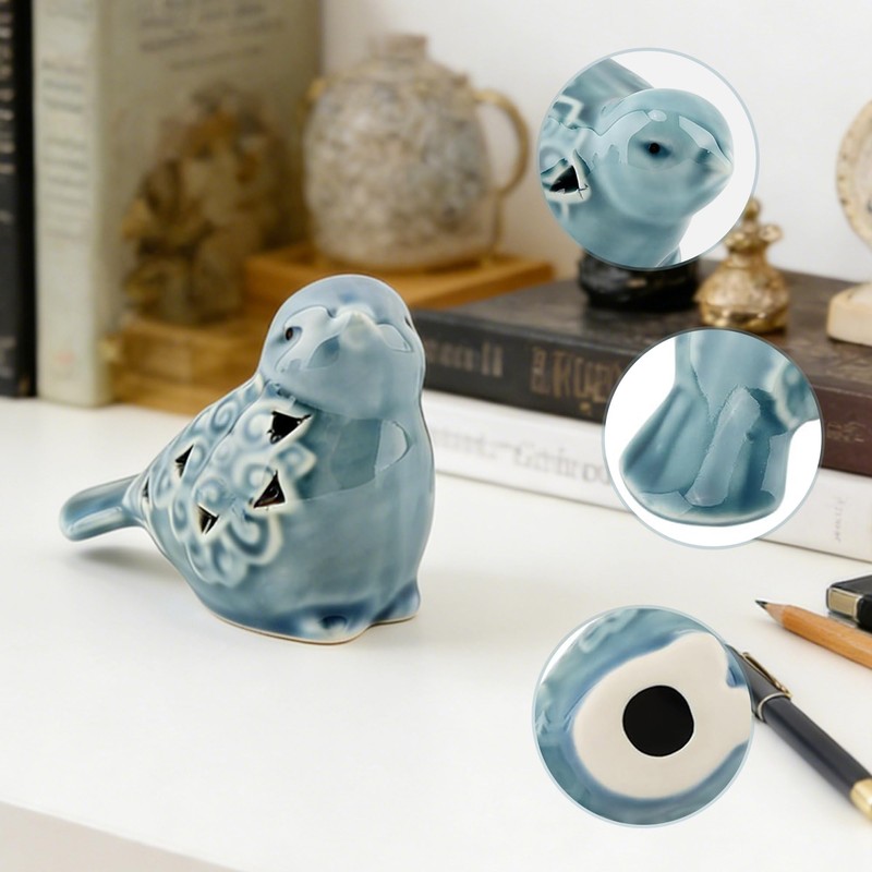 Jeukwud Set of 2 Ceramic Bird Figurines, Ceramic Bird Statues
