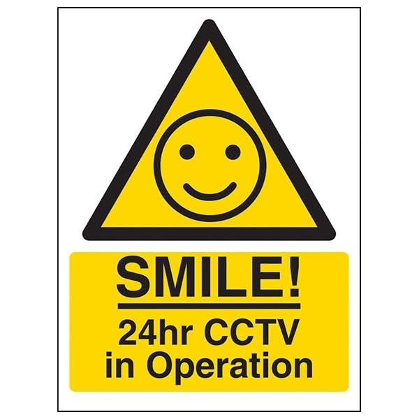 V Safety Warning - SMILE! 24hr CCTV in Operation 100