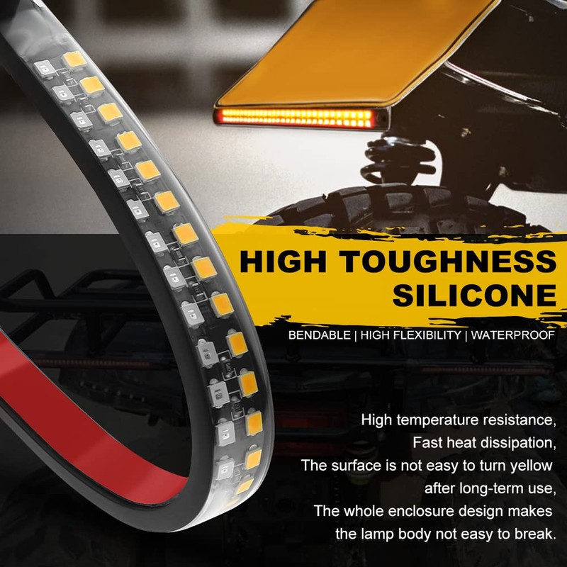Vooda Motorcycle LED Tail Light Strips,11.8" Double color LEDs Brake
