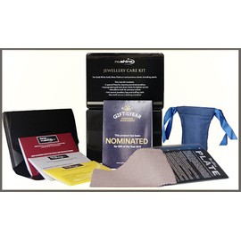 Nushine Jewellery Care Kit - for cleaning, polishing and storing all types of jewellery (Gold polishing Cloth, Silver polishing Cloth, Gem polishing Cloth, Buffing Cloth, Magic Silver Cleaning Plate and Anti-tarnish Jewellery Storage Bag)