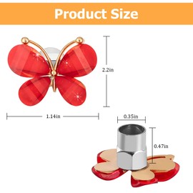 KHGUZ Bling Car Tire Stem Valve Caps, 4PCS Crystal Butterfly Leakproof Vehicle Wheel Tire Valve Caps with Rubber O-Ring, Auto Exterior Tyre Decoration Accessories, Universal Fit (Red)