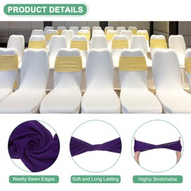 M METERXITY 50-Pack Spandex Chair Sashes, Chair Bands Slider Sashes Stretch Chair Cover Chair Bands Ties Without Buckle for Wedding/Banquet/Party/Ceremony Event Decoration [Dark Purple]