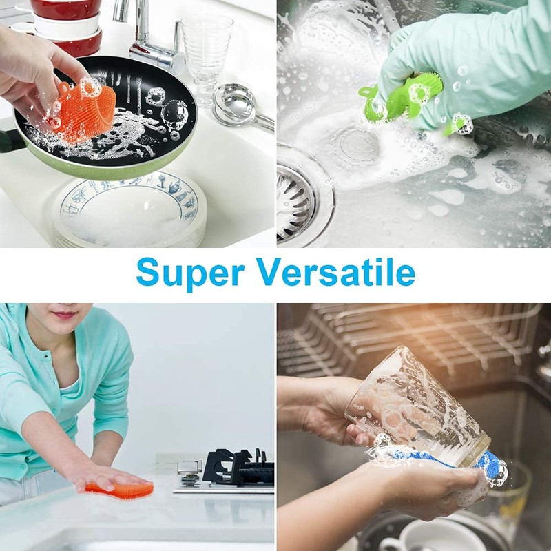 3PCS OstWony Silicone Dish Sponges, Super Food-Grade Silicone Sponges, Multi-Purpose