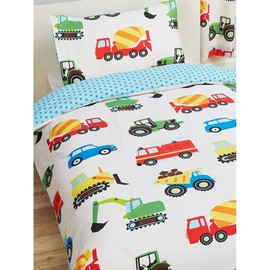 Price Right Home Trucks and Transport Bedroom Range Kids - Duvet Cover Set, Fitted Sheet Set & Curtains Available (Junior Duvet Cover Set)