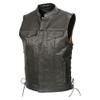 Mens SOA Leathe Club Style Vest W/Concealed Gun Pockets, Side