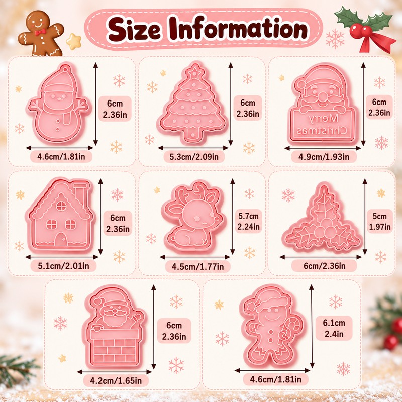 Christmas Cookie Mold Set for Holiday Baking – 10 Festive