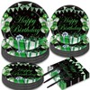 gisgfim 50 Guests Green Silver Black Birthday Party Tableware Set
