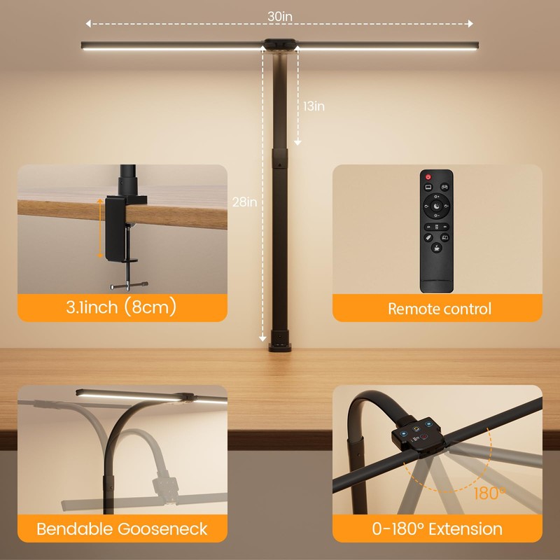 APMIEK LED Desk Lamp for Home Office, 24W Computer Desk