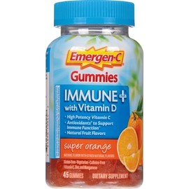Emergen-C Immune+ Triple Action Immune Support Gummies, BetaVia (R), 1000mg Vitamin C, B Vitamins, Vitamin D and Antioxidants, Super Orange, Back to S