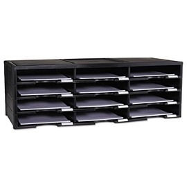 Storex 61602U01C Literature Organizer 12 Section 10 5/8 x 13 3/10 x 31 2/5 Black