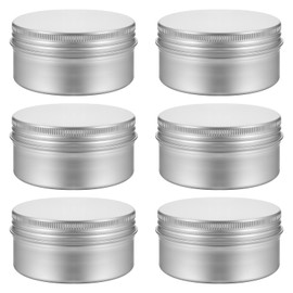 Qianyu 6 Pcs 2.7oz Aluminum Tin Cans with Screw Lid 80ml Metal Round Jar Refillable Containers Travel Sized Cosmetic Containers Small Tins for Salve Spices Lip Balm Tea Candies Beard Balms