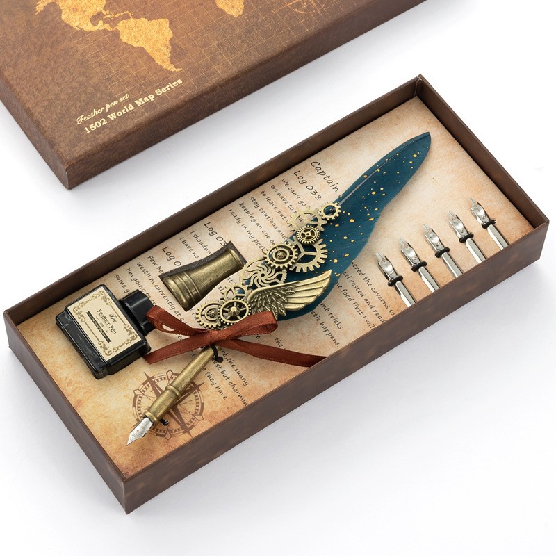 Quill Pen Sealing Wax Stamp Set Retro European Style Stainless
