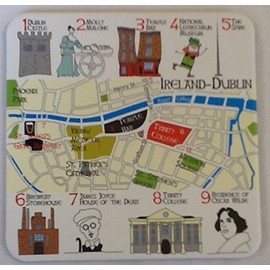 Fun Irish Coaster With An Irish Blessing, Ideal For St Patrick's Day, Dublin Map