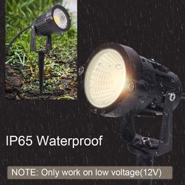 Youngine 12V LED Luz del césped Paredes al aire libre impermeables Árboles Banderas Proyector 5W COB Jardín Patio Ruta Iluminación para el jardín con soporte de punta, paquete de 2 (Blanco cálido)