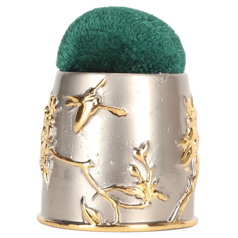 Sewing Pin Cushion Round Zinc Alloy Base Retro Style Pleuche