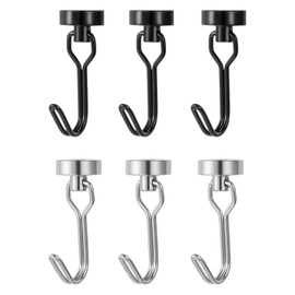 HDGSAFD Pack of 6 magnetic hooks, magnetic coat hooks, rotating magnetic hooks, fridge magnetic hooks, magnetic hooks for hanging