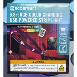 Eco-Smart 2 Pack! Ecosmart RGB Color Changing USB Powered Strip Light - 9.8ft