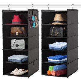 AMZOK Hat Rack for Closet Hanging Organizer Fedora, 2 Pack 10 Shelves Organization, Cap Storage Cowboy Wide Brim Sunhat XL Holder Easy to Install (Black)
