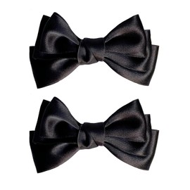 Xeahung 2 Pcs Hair Ribbon Bow Hair Clips Pink Ribbon Bow Clips for Women Bows Ribbon Hairpins Ponytail Barrettes with Bows Metal Clips Barrette Hair Bows for Toddler Girls Teens Adults (Black)